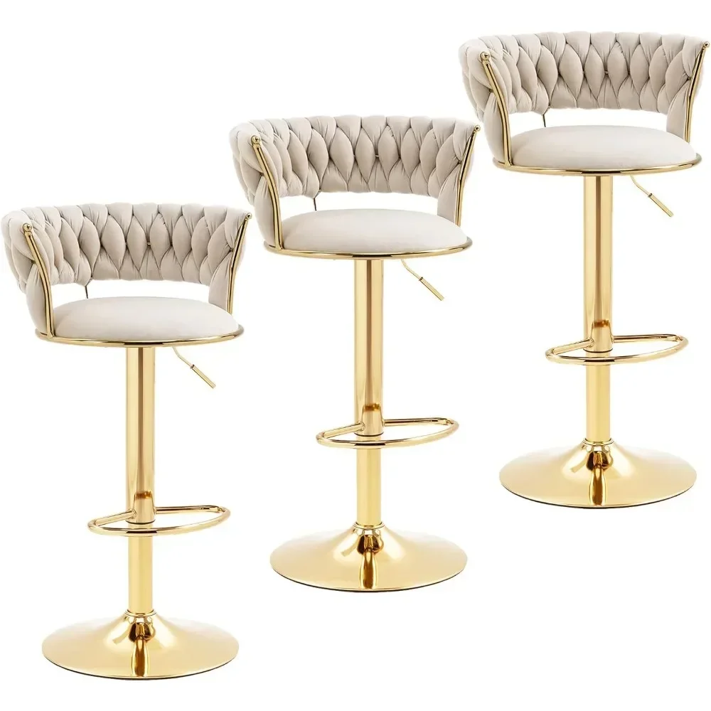 Home Bar Stools - モダンベルベットバースツール2脚セット、回転式カウンターハイトバースツール、バーハイト調整可能なカウンタースツール、キッチンバーチェア