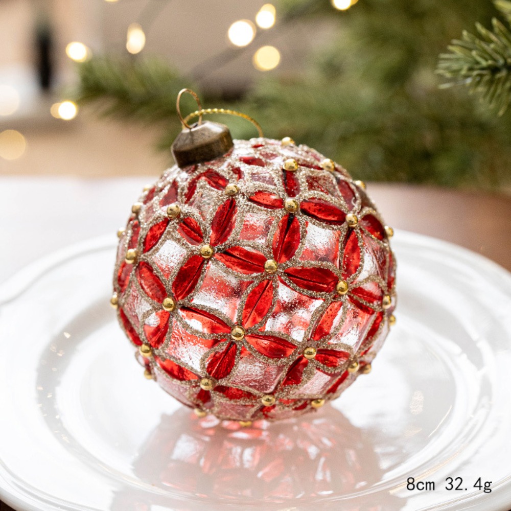 Highball Glass Set - 高品質ガラス製クリスマスボールセット 8cm 吊り下げ式クリスマスオーナメントボール 6色 クリスマスツリーボール シーン装飾品