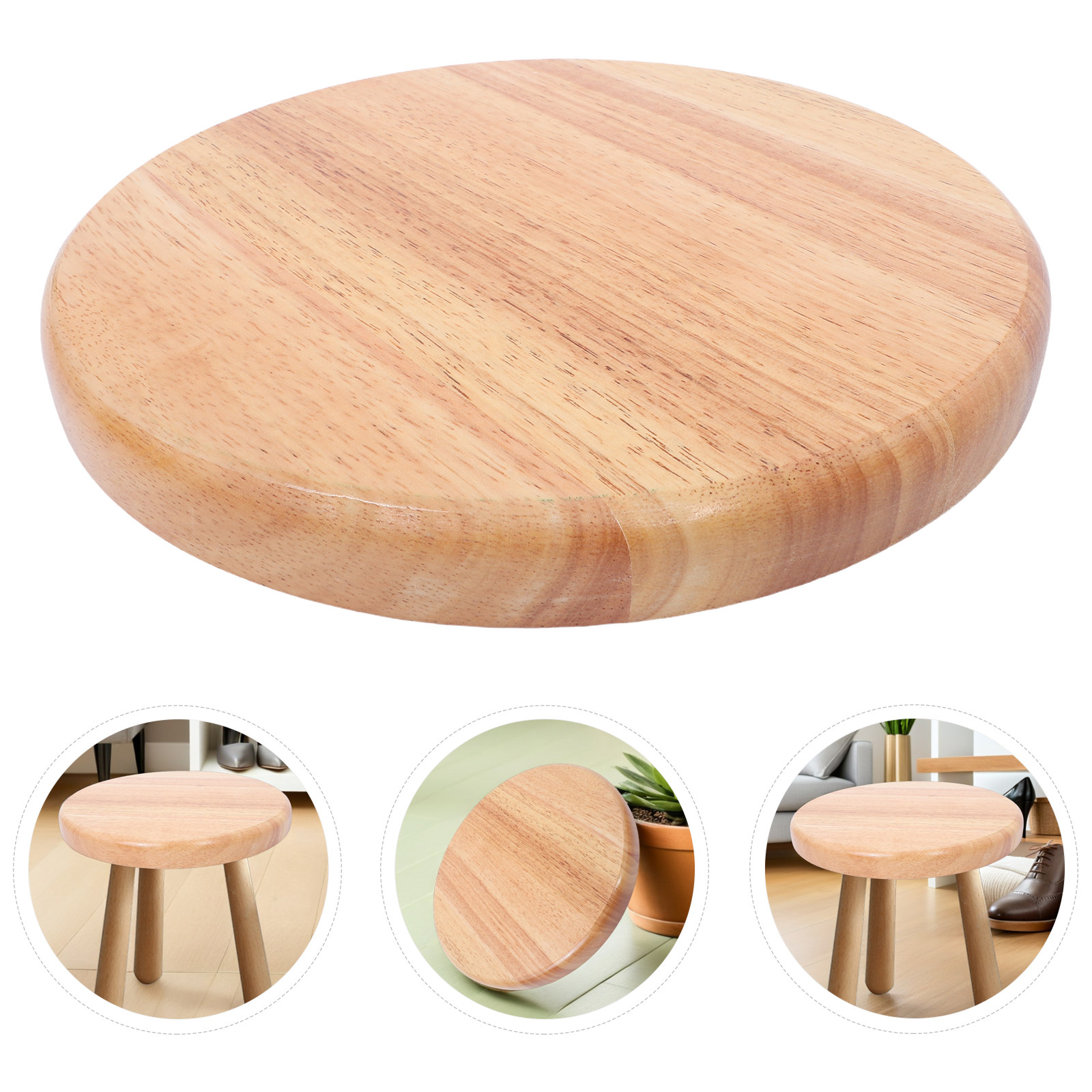Home Bar Stools - 木製丸型スツールシート交換用、無垢材の天然木表面、商業用・家庭用ダイニングエリア、レストラン、食堂、バースツールチェア用
