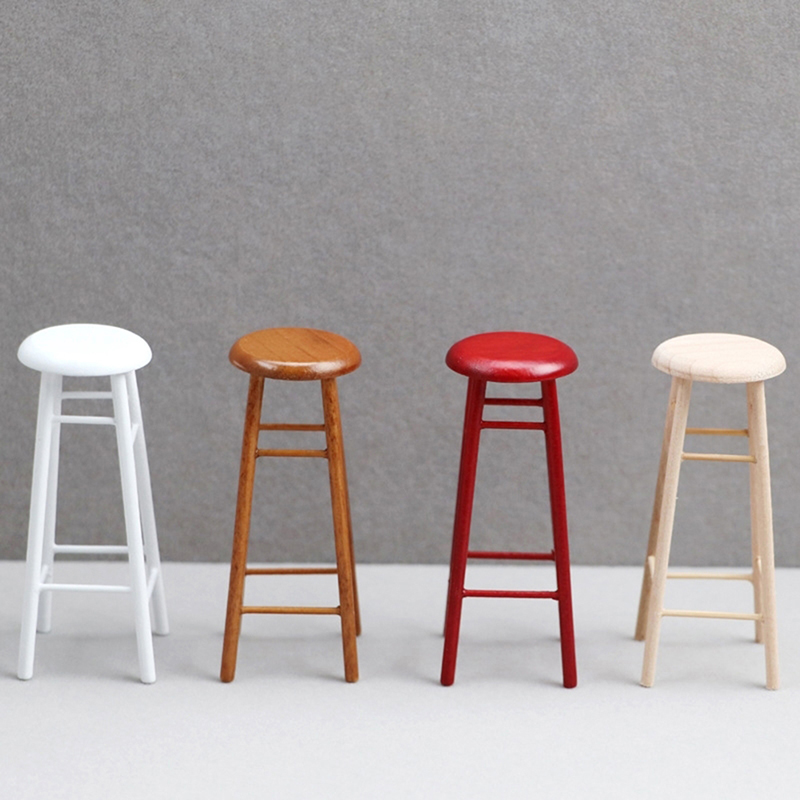 Home Bar Stools - ドールハウス用ミニチュアバースツール、小さなラウンドスツール、ポケットスツール、装飾玩具、ドールハウスアクセサリー、1:12
