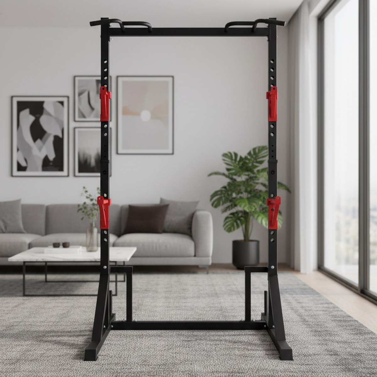 調整可能なパワーラック、懸垂バー付きホームジムスクワットスタ - Home Bar Stand のレビューと価格
