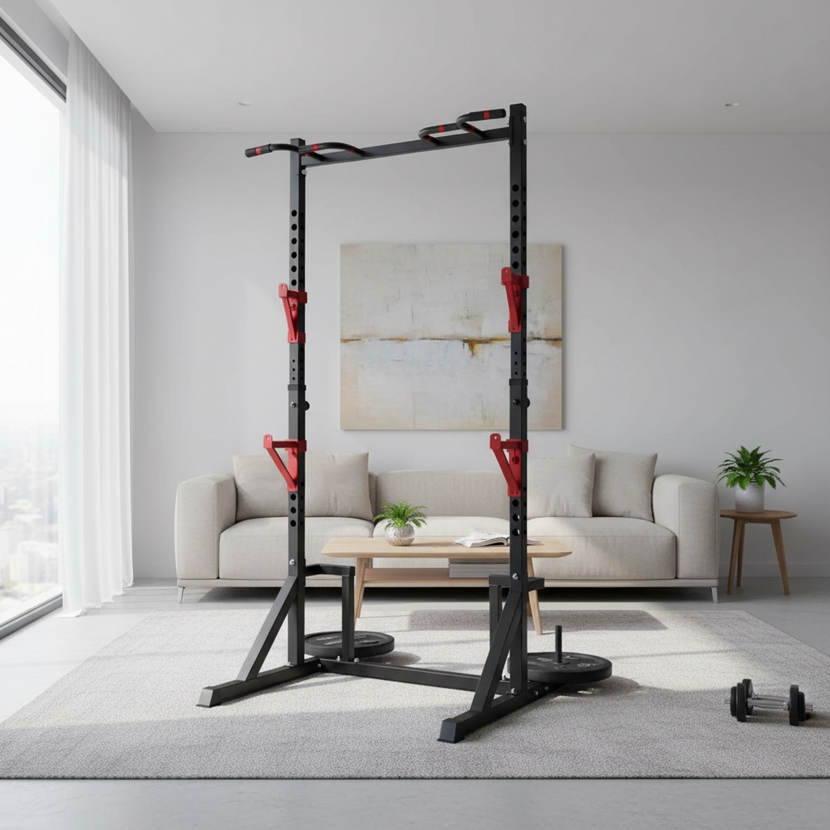 調整可能なパワーラック、懸垂バー付きホームジムスクワットスタ - Home Bar Stand のレビューと価格