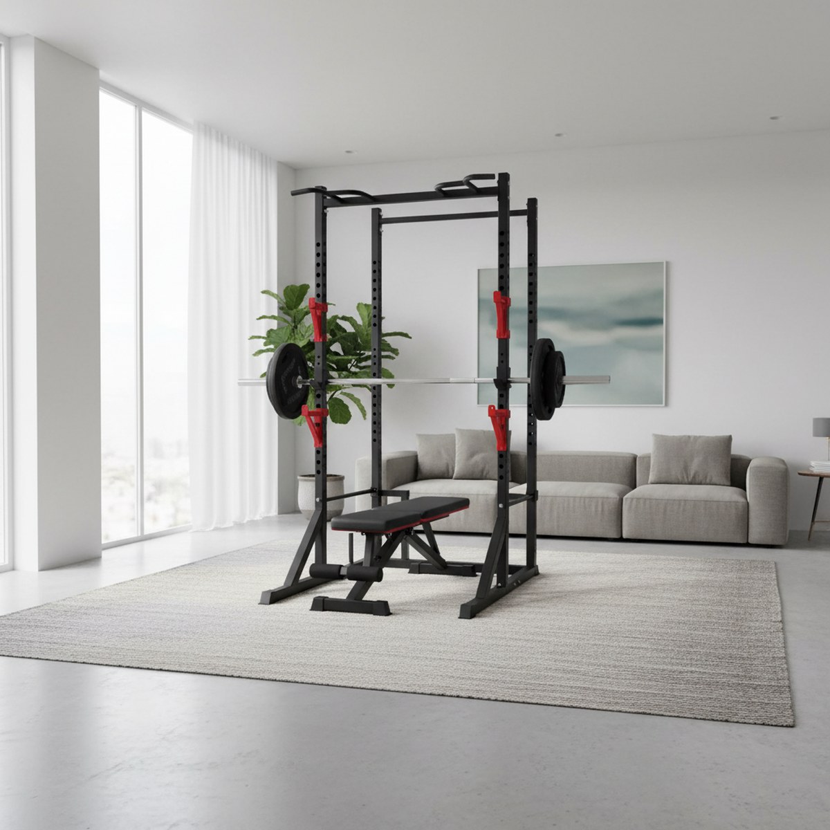 調整可能なパワーラック、懸垂バー付きホームジムスクワットスタ - Home Bar Stand のレビューと価格