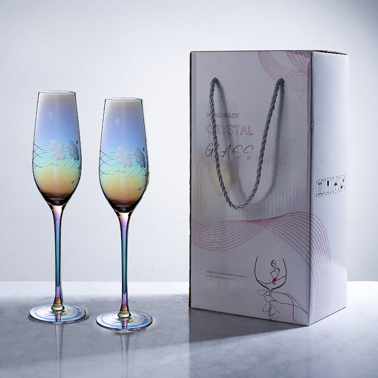 北欧風 カラフル彫刻入り シャンパングラス ギフトセット ク - Highball Glass Set のレビューと価格