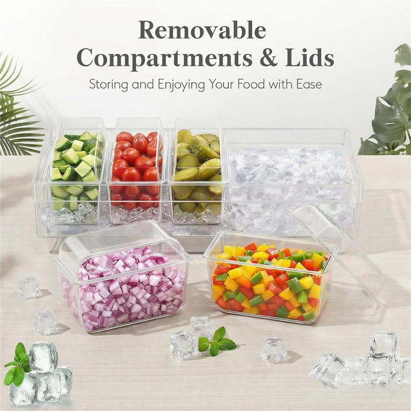 A25F-冷蔵調味料容器、タコスバーサービングセット、パーテ - Garnish Tray Set のレビューと価格