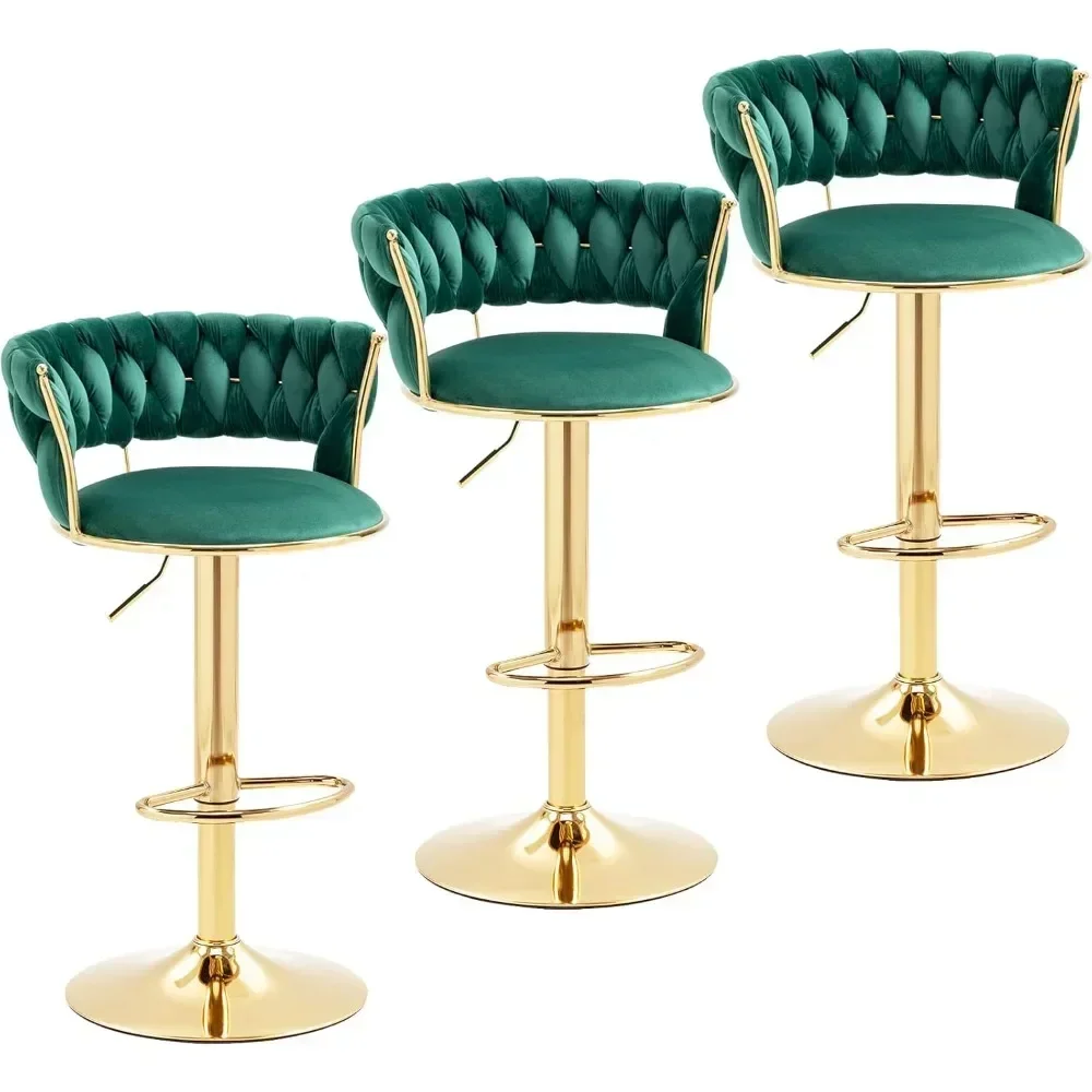 モダンベルベットバースツール2脚セット、回転式カウンターハイ - Home Bar Stools のレビューと価格