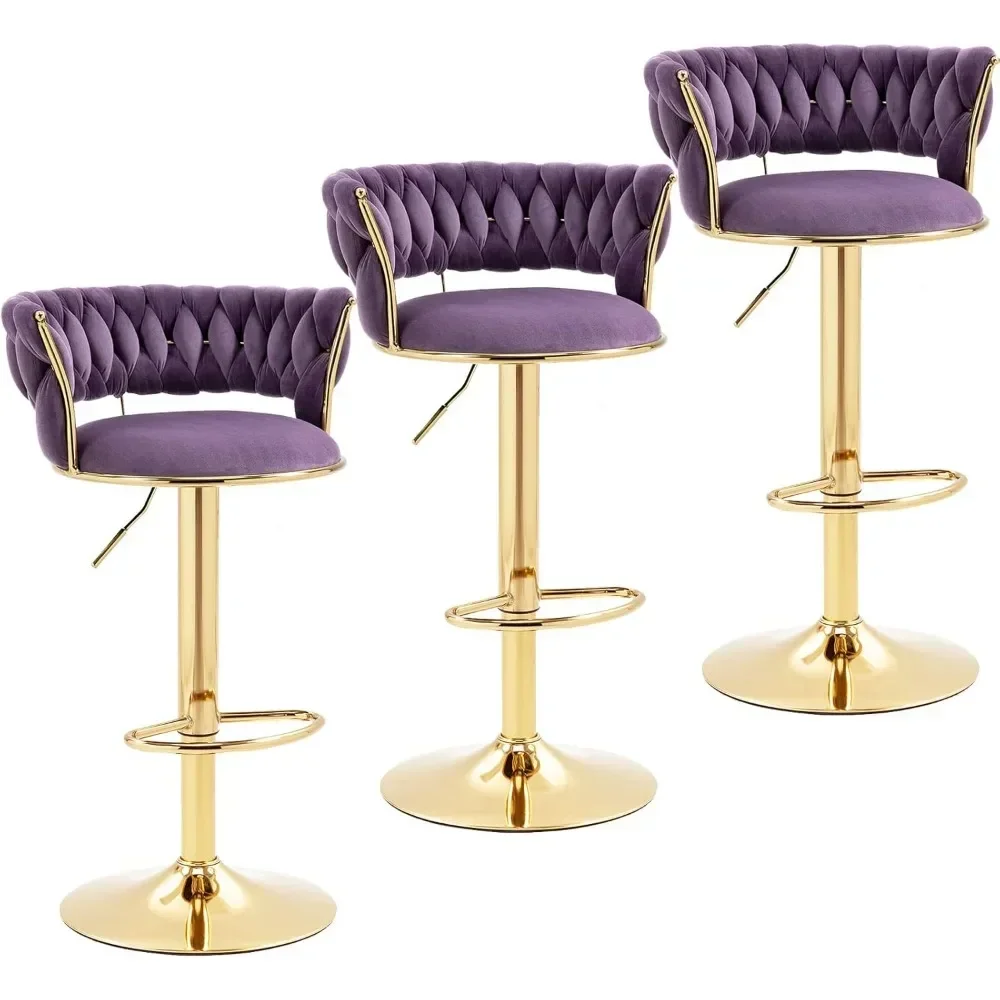 モダンベルベットバースツール2脚セット、回転式カウンターハイ - Home Bar Stools のレビューと価格
