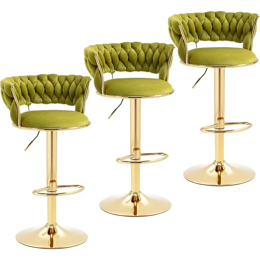 モダンベルベットバースツール2脚セット、回転式カウンターハイ - Home Bar Stools のレビューと価格