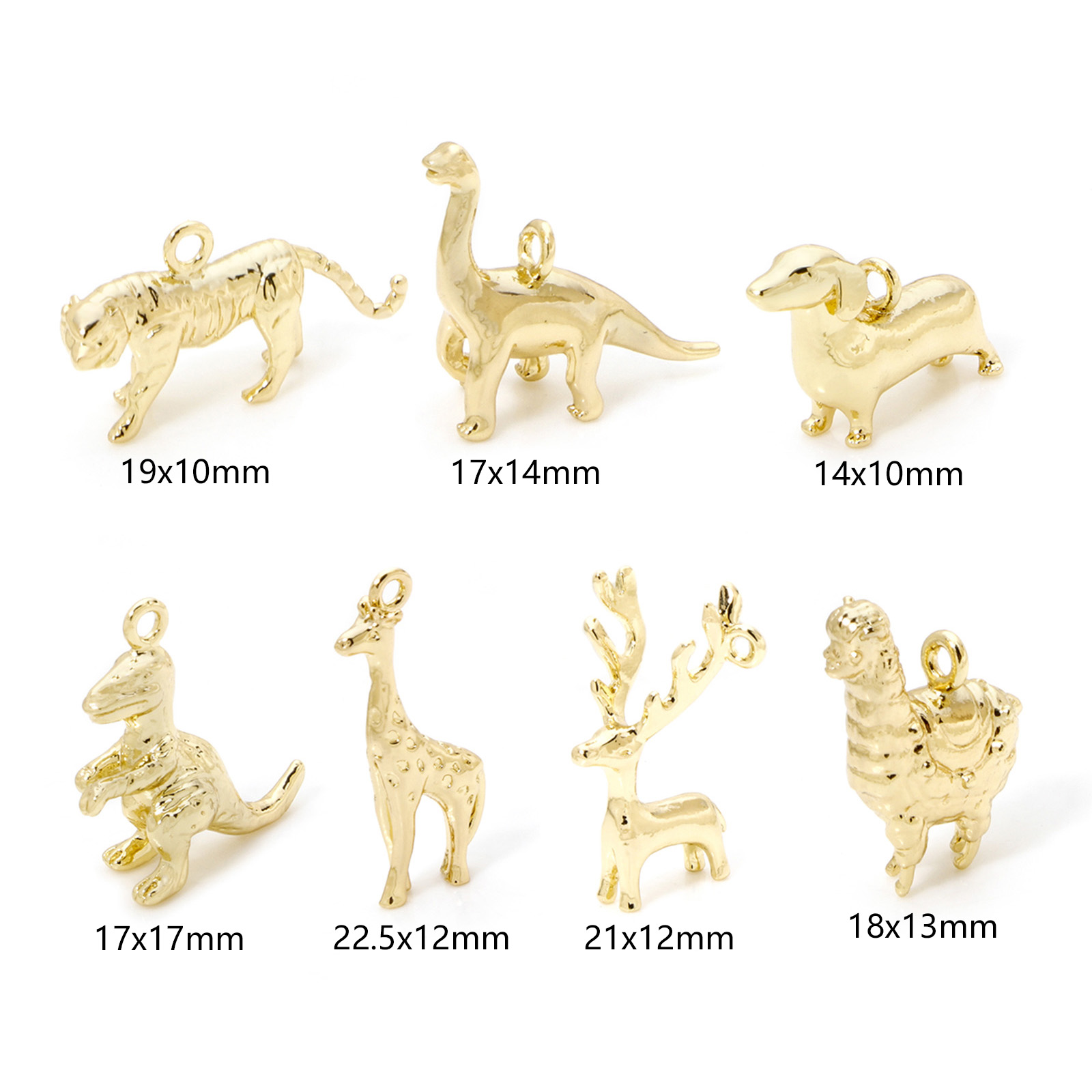女性用18K金メッキ真鍮チャーム,3D恐竜アルパカキリンペン - Bar Cart Gold のレビューと価格