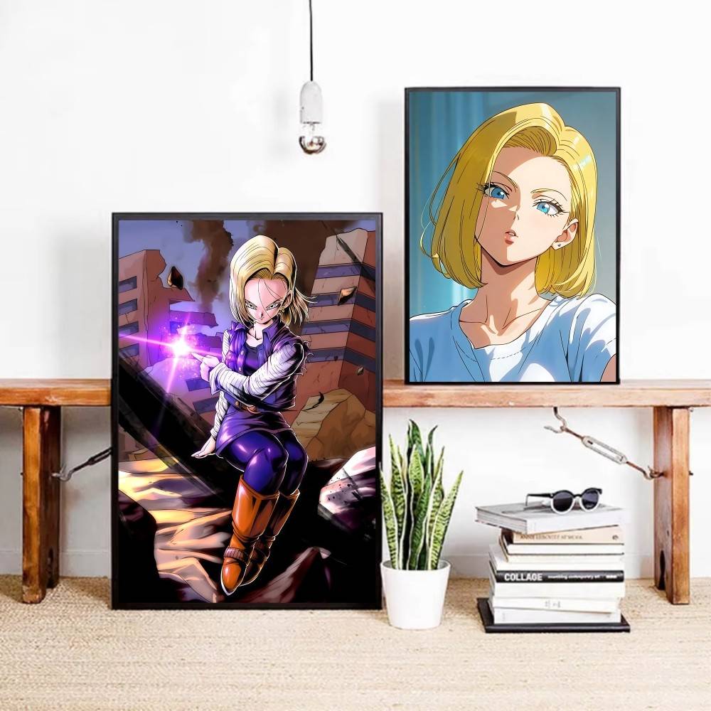 アニメドラゴンボール人造人間18号ポスター自己粘着紙プリント - Home Bar Android のレビューと価格