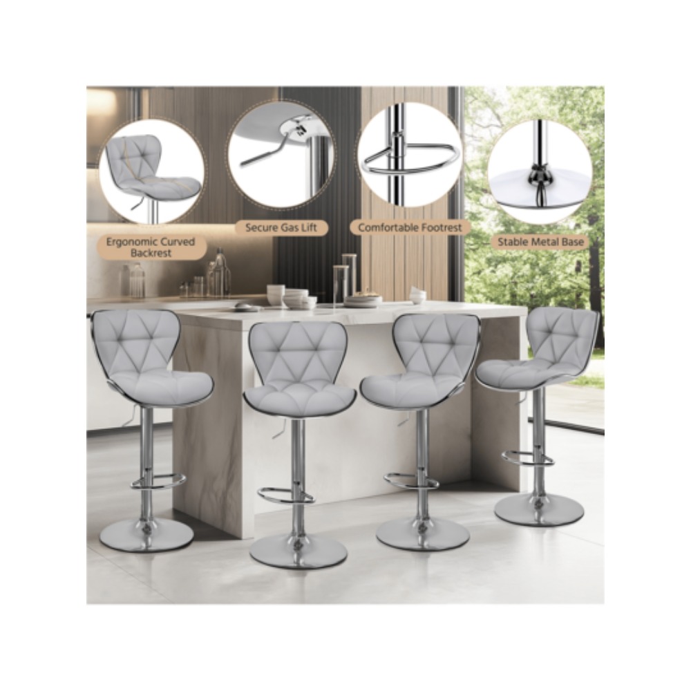 高さ調節可能なバースツール2脚セット、曲線状の背もたれとフッ - Home Bar Stools のレビューと価格